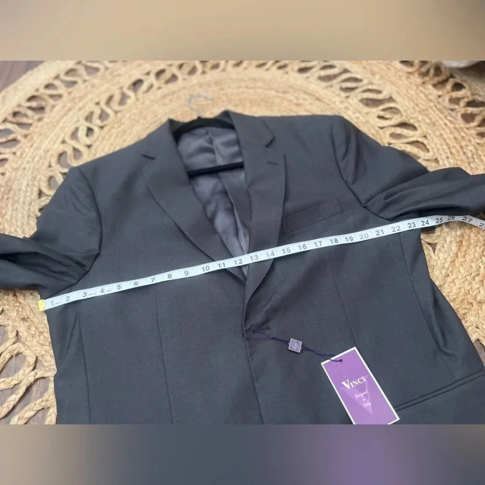 NWT Vinci Mens Zegna Two Button Suit Jacket Gray Flap Pocket Notch Lapel 42R 36W - Picture 10 of 13